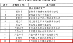 川恒股份进入2019年度贵州省绿色制造名单